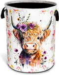 Highland Cow Laundry Basket Foldable Waterproof Oxford Cloth Funny Tote Bag by NUTAINLA
