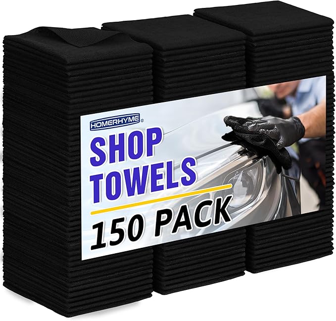 HOMERHYME Microfiber Cleaning Cloth, 150 Pack Black Cleaning Rags Microfiber by HOMERHYME