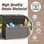 JUMMICO 120 Gallon Resin Deck Box, Large Outdoor Storage Box Waterproof & Lockable for Garden, Patio, Pools (Light Brown) - Image 3