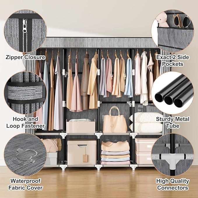 VTRIN Portable Closet for Hanging Clothes 67 Inch Wide Large Capacity Portable - Image 4