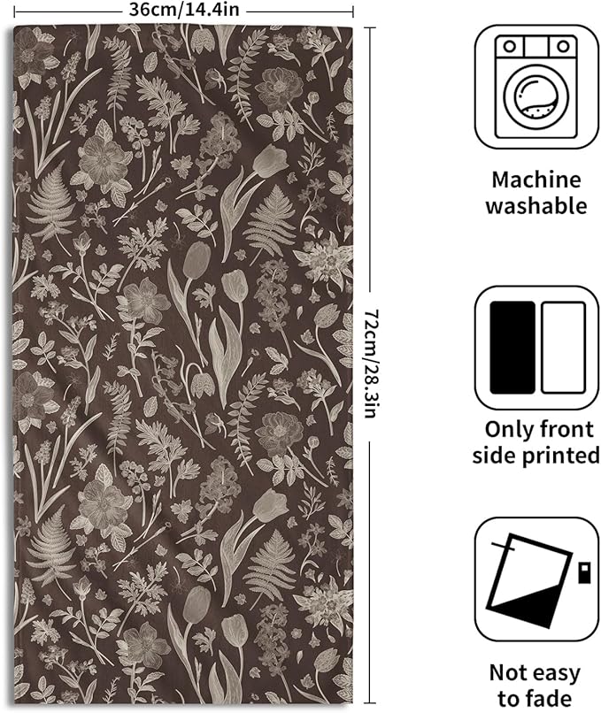 Dark Brown Spring Floral Hand Towels - Image 2