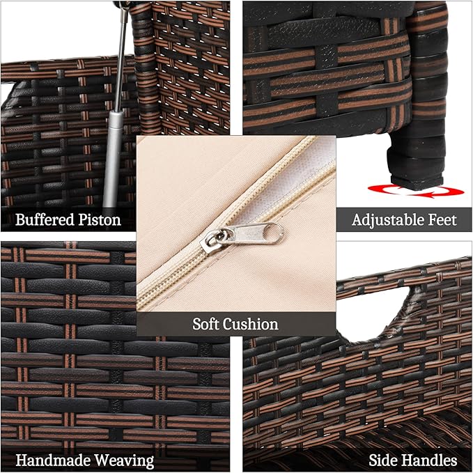 VINGLI 40 Gallon Outdoor Rattan Deck Box w/Cushion, Patio Wicker Storage Box, Garden Deck Storage Bin for Garden, Balcony, Porch, Pool, Yard, Brown - Image 5