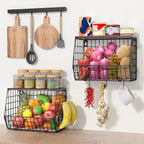 2 Tier Fruit Bowl Fruit Basket for Kitchen Counter Stackable Wall Mounted - Image 3