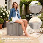 30 Gallon Outdoor Deck Box, Lockable Waterproof Outdoor Storage Boxes For Garden Tools,Indoor Cushions,Accessories Outside Storage Resin Weatherproof Container(Grey) - Image 7