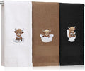 3 Pcs Highland Cow Hand Towels for Bathroom Embroidered Bathroom Towels by SmoothNovelty