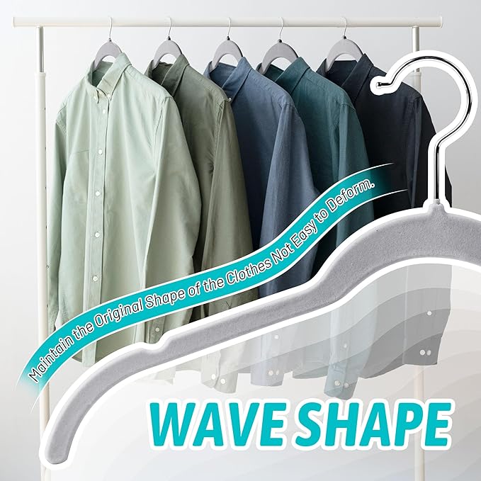 Premium Velvet Shirt Hangers 50 Pack, Space-Saving Non-Slip Felt Hanger - Image 5
