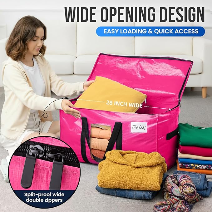 TAILI 12 Pack Pink Extra Large Moving Bags, Heavy Duty Totes - Image 4