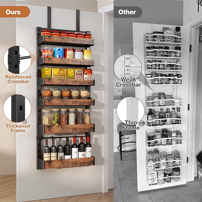 6-Tier Over The Door Pantry Organizer, Heavy-Duty Metal Wall Mount or Hanging - Image 3