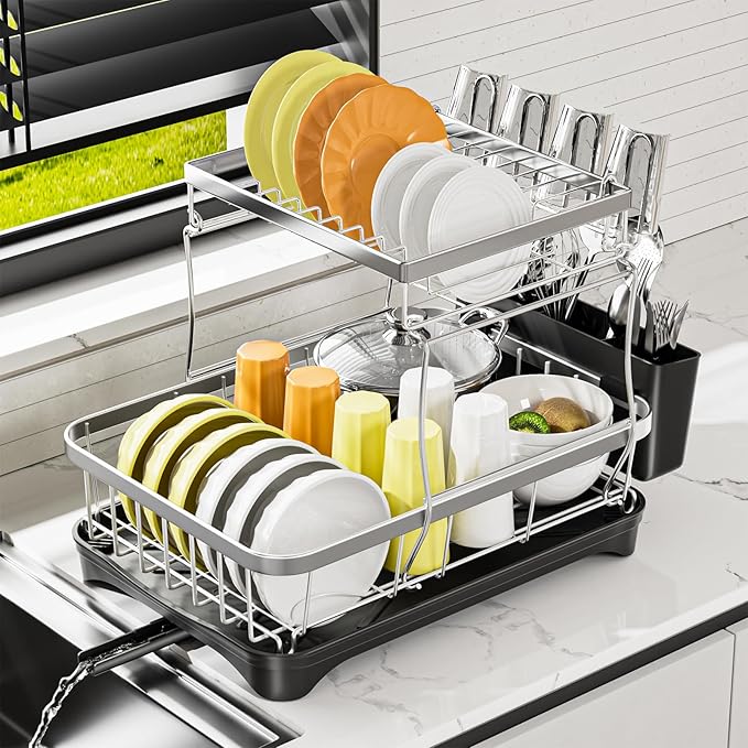 Dish Drying Rack Kitchen 2-Tier 304 Stainless Steel Dish Racks by Arshray
