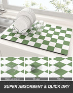 Rnivvi Dish Drying Mat for Kitchen Counter, XL 15 x 24" Cute Checkered - Image 3