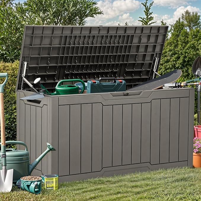 YITAHOME 80 Gallon Outdoor Storage Box, Large Waterproof Resin Deck Box, Indoor Outdoor Lockable Storage Container for Patio, Garden, Cushions, Tools, Equipment (Taupe) - Image 6