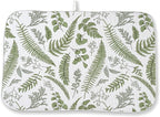Sage Green Herb Leaves Dish Drying Mat 18 x 24 Inch Vintage Sage Green Leaf by Sorktse