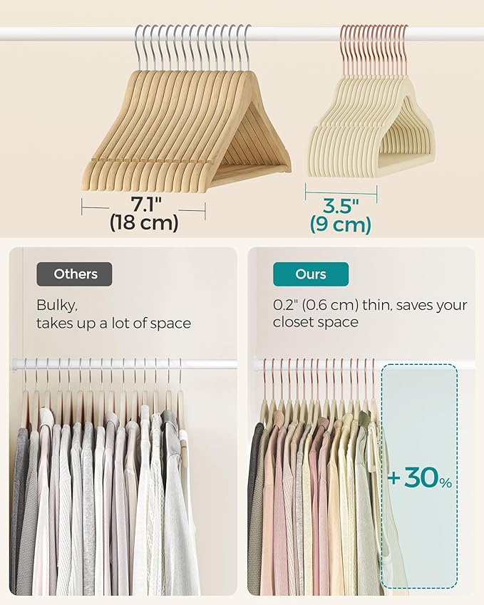 SONGMICS Slim Velvet Hangers, Non-Slip Clothes Hangers - Image 5
