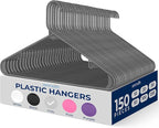 SereneLife 150 Pcs Plastic Hangers Gray – Ultra Lightweight Heavy Duty Non Slip by SereneLife