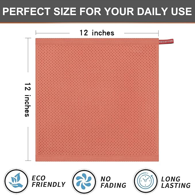 Kitinjoy 100% Cotton Kitchen Dish Cloths, 6 Pack Waffle Weave Ultra Soft - Image 5