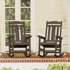 LUE BONA Outdoor Rocking Chairs Set of 2, Weather Resistant HDPS Poly Rocker Chairs, 350lb Heavy Duty, Oversized Porch Rocker for Adult, High Back Smooth Rocking Chair for Outdoor & Indoor, Brown - Image 3