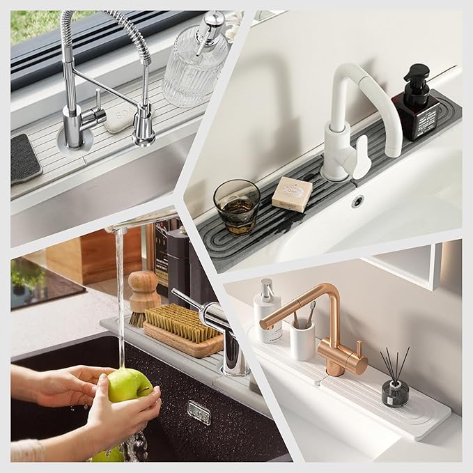 Sink Faucet Mat Splash Guard, Stone Quick Dry Faucet Mat - Image 6