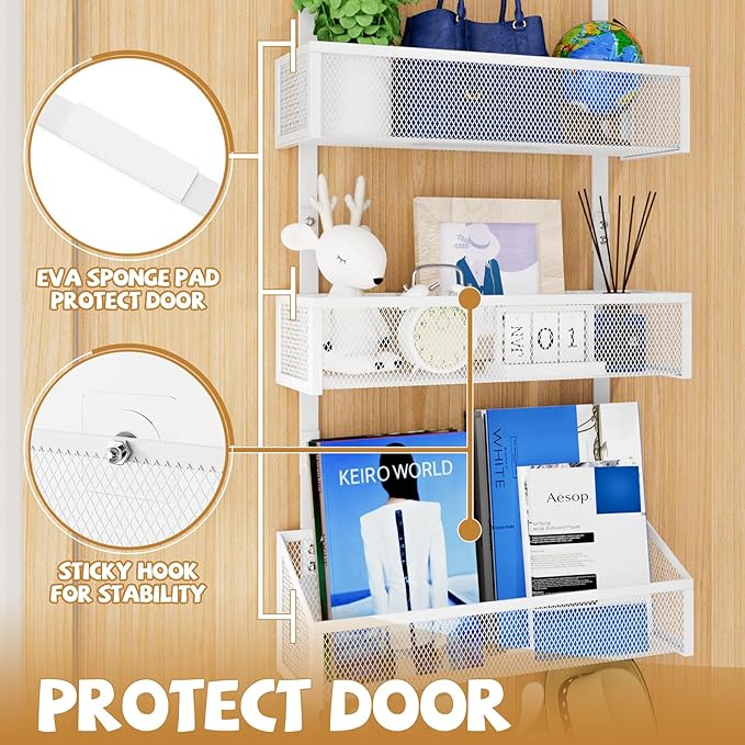 Over The Door Hooks Organizer, Coat Rack Over The Door Storage Hanger Towel Rack - Image 4