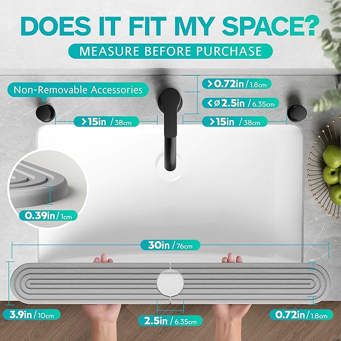 Stone Faucet Mat for Kitchen Sink – Diatomite Fast-Drying Stone Tray, Faucet - Image 2