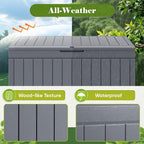 Flamaker Outdoor Storage Box 80 Gallon Resin Waterproof Deck Box Delivery Box with Wood Texture Large Storage Bin for Patio Cushions, (Grey) - Image 5