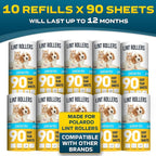 Lint Rollers 900 Sticky Sheets, 10 Spare Rollers, 10 Pack of Refills Only. Pet - Image 3