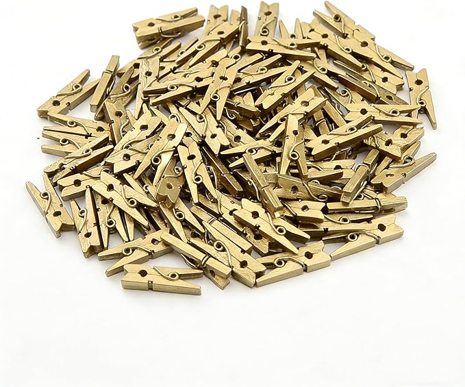 CCINEE 150 PCS 1 Inch Gold Natural Wooden Clothespins, Small Clothes Pin by CCINEE