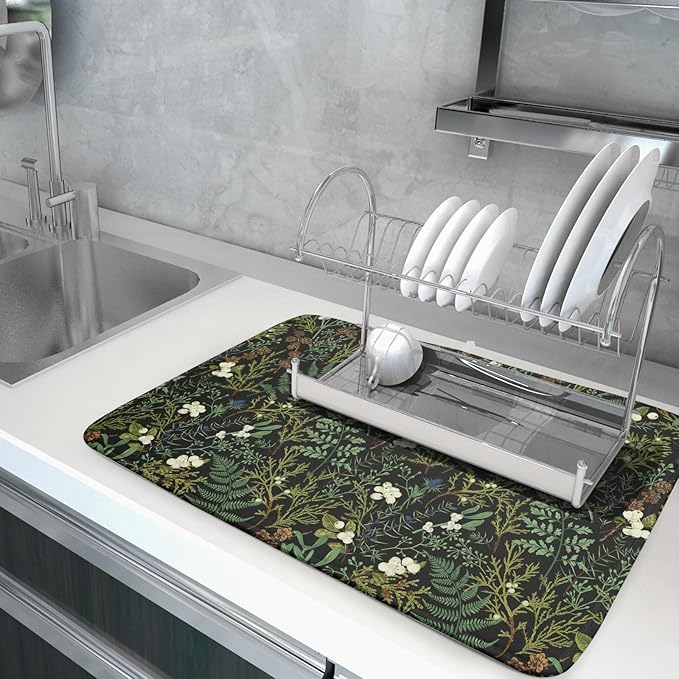 Black Sage Green Plant Dish Drying Pad 18 x 24 Inch - Image 5