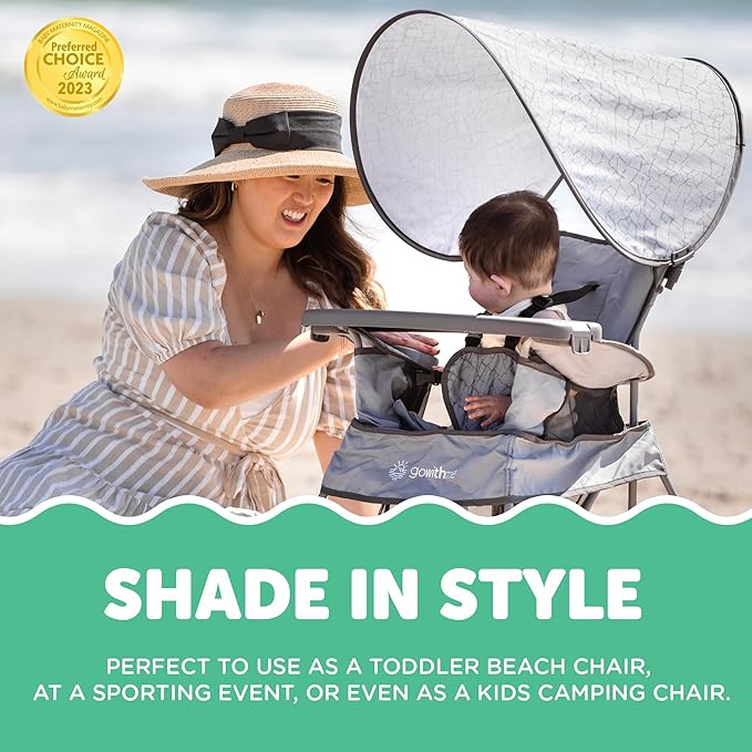 Baby Delight Go with Me Venture Portable Chair | Indoor and Outdoor | Sun Canopy | 3 Child Growth Stages | Elephant Grey - Image 5
