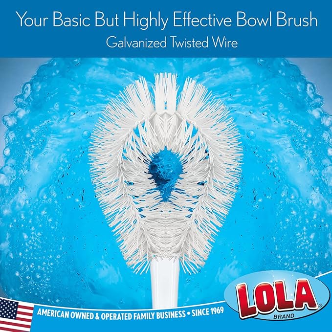 LOLA Toilet Bowl Brush w/Curved Head, Coated Wire, Durable Poly Bristles - Image 3