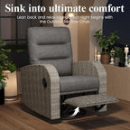 LayinSun Oversized Wicker Outdoor Swivel Glider Recliner with Adjustable Backrest & Footrest, Patio Reclining Lounge Chair - Image 3