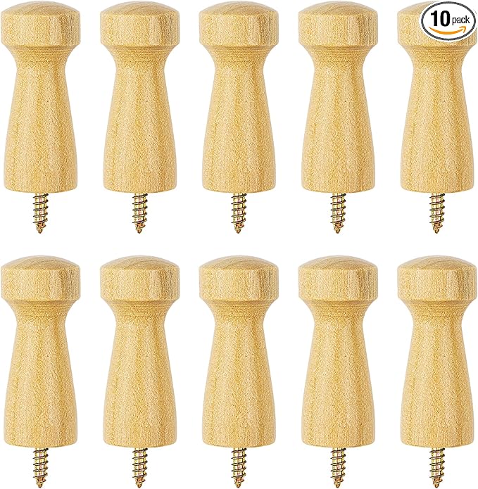 10PCS Wooden Shaker Peg Wood Screw-on Shaker Pegs 2 Inch Wood Wall Hooks Racks by Unknown