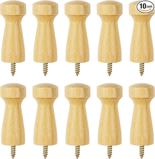 10PCS Wooden Shaker Peg Wood Screw-on Shaker Pegs 2 Inch Wood Wall Hooks Racks by Unknown