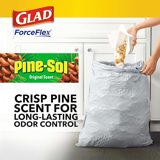 Glad ForceFlex Tall Kitchen Drawstring Trash Bags, 13 Gal, Pine-Sol Original - Image 6