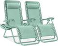 Best Choice Products Set of 2 Adjustable Steel Mesh Zero Gravity Lounge Chair Recliners w/Pillows and Cup Holder Trays - Seafoam by BestChoiceProducts