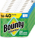 Bounty Paper Towels Quick Size, 16 Family Rolls = 40 Regular Rolls by Bounty