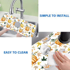 Thanksgiving Sink Faucet Absorbing Mat Pumpkin Floral Leaves Sink Splash Guard - Image 5