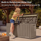 EAST OAK Outdoor Storage Box, 60 Gallon Deck Box Indoor and Outdoor Use, Waterproof Resin Storage Bin for Patio Cushions, Gardening Tools, Lockable, UV Resistant, Brown - Image 4