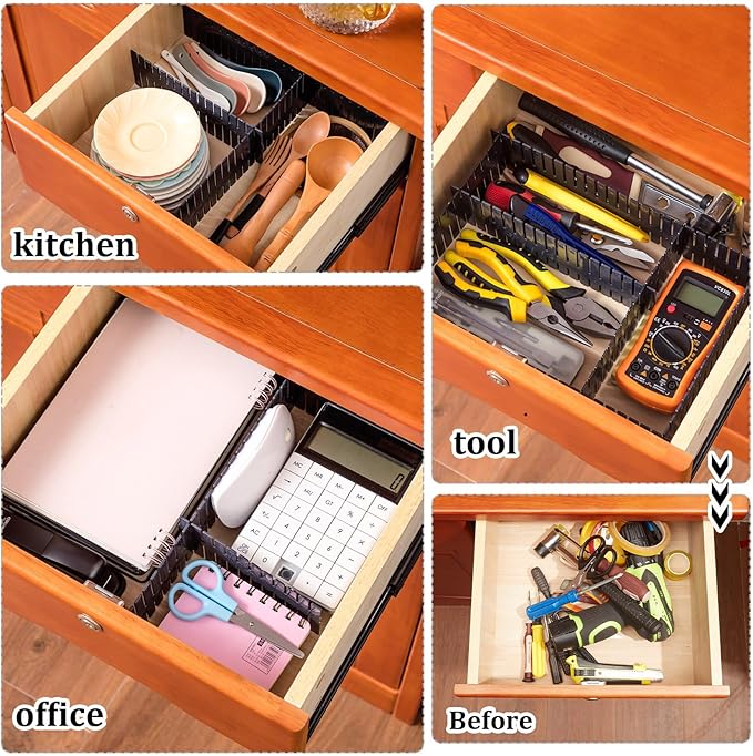 Vesici 80 Pcs Drawer Dividers Adjustable Plastic Organizer DIY Separators - Image 6