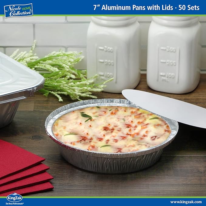 Nicole Home Collection Aluminum Pans 7” Round Disposable Foil Pans - Image 3