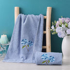2 Pcs Hydrangea Hand Towels Blue Hydrangea Floral Bathroom Decor 14x29 Inch - Image 2