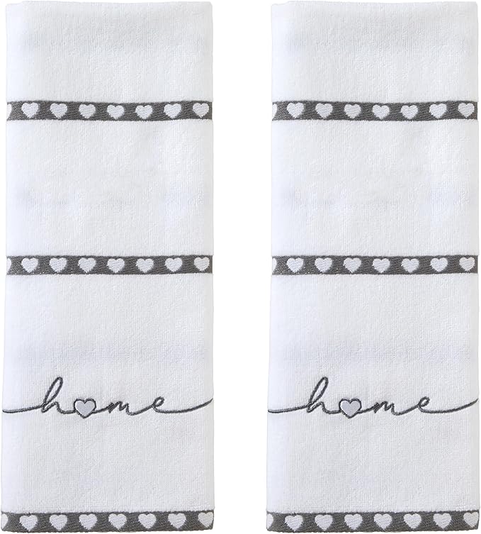 SKL Home Heart in Home 100% Cotton Embroidered 2pc Hand Towel Set, Decorative by SKLHomebySaturdayKnightLtd
