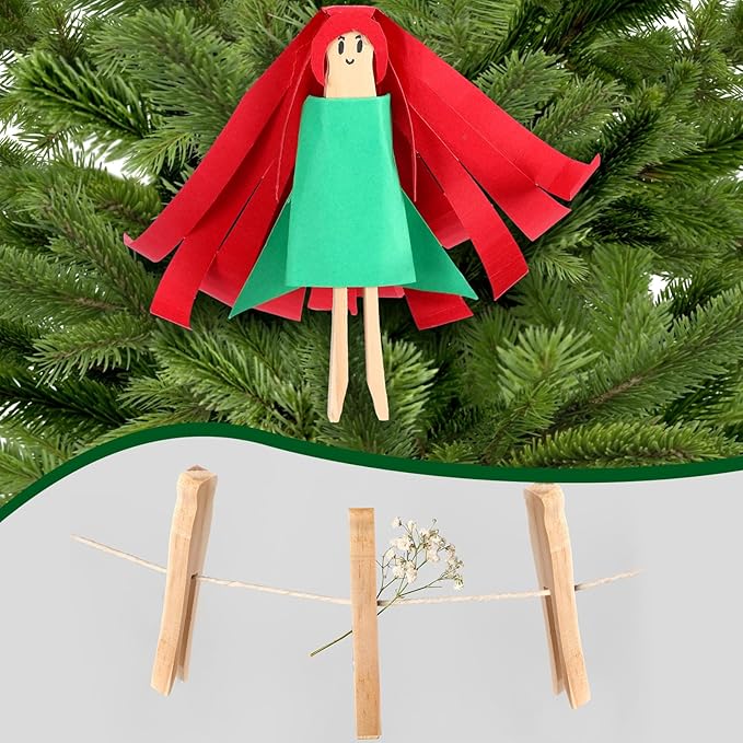 Zubebe 200 Pack Wooden Clothespins 4.3 Inch Vintage Dolly Clothes Pegs Wood - Image 5