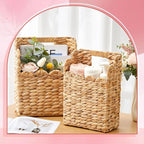 LemonRoad Wall Hanging Wicker Basket Set of 2, Handwoven Water Hyacinth Basket - Image 5