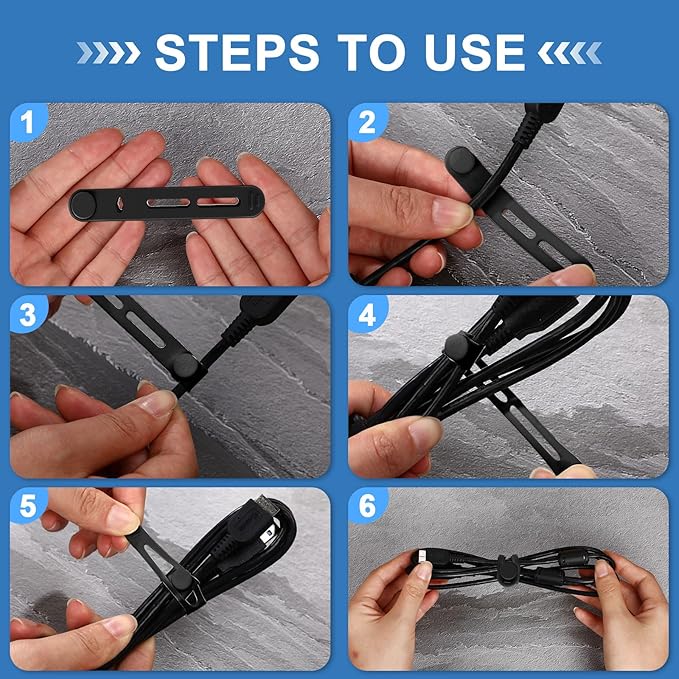 42 Pcs Silicone Cable Ties Reusable Cord Organizer Adjustable Data Cable Wraps - Image 4