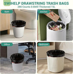 SWIHELP Drawstring Trash Bags 280 Counts 4 Gallon Garbage Bags 15 Liters - Image 6