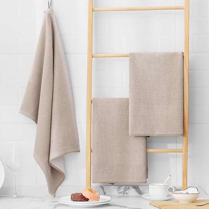 Homaxy Premium Kitchen Towels, Large Cotton Kitchen Hand Towels, Flat and Terry - Image 6