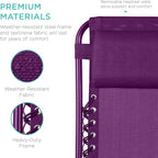 Best Choice Products Set of 2 Adjustable Steel Mesh Zero Gravity Lounge Chair Recliners w/Pillows and Cup Holder Trays - Amethyst - Image 6
