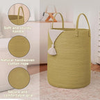 Large Woven Laundry Basket Hamper, 60L Cotton Rope Storage Bin - Image 6