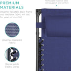 Best Choice Products Folding Zero Gravity Outdoor Recliner Patio Lounge Chair w/Adjustable Canopy Shade, Headrest, Side Accessory Tray, Textilene Mesh - Navy Blue - Image 6