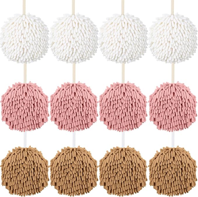 Macarrie 12 Packs Fluffy Towel Chenille Hand Towel Absorbent Fast Drying Hand by Macarrie